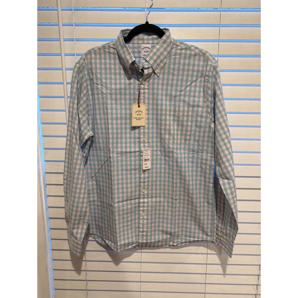 Brooks Brothers Mens The Friday Shirt Gingham Check Cotton Button Down Medium